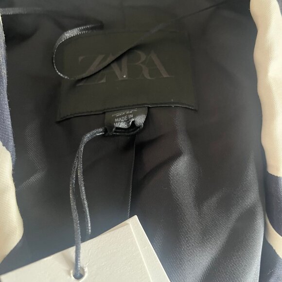 Zara Zebra Print Linen Blend Double-Breasted Blazer XS - Picture 6 of 10